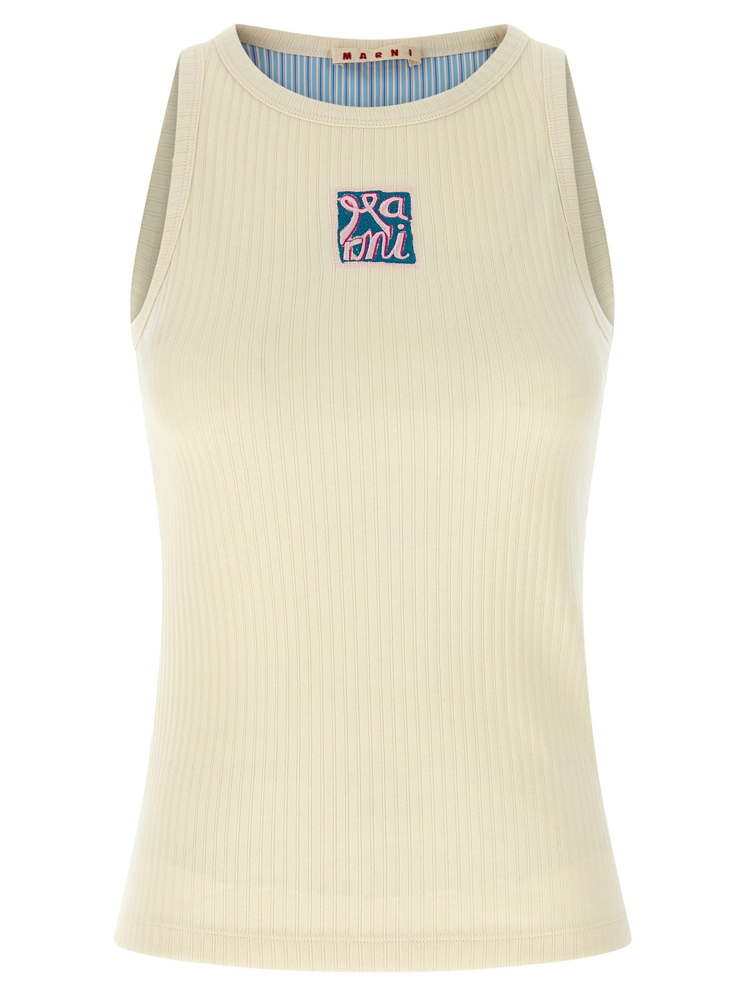 Marni Logo Patch Tank Top Tops - Beige | e69c6b1f7a391c2cd970b06fb12c44e8a3c49a77