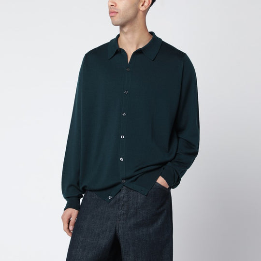 Dark Green Wool Cardigan