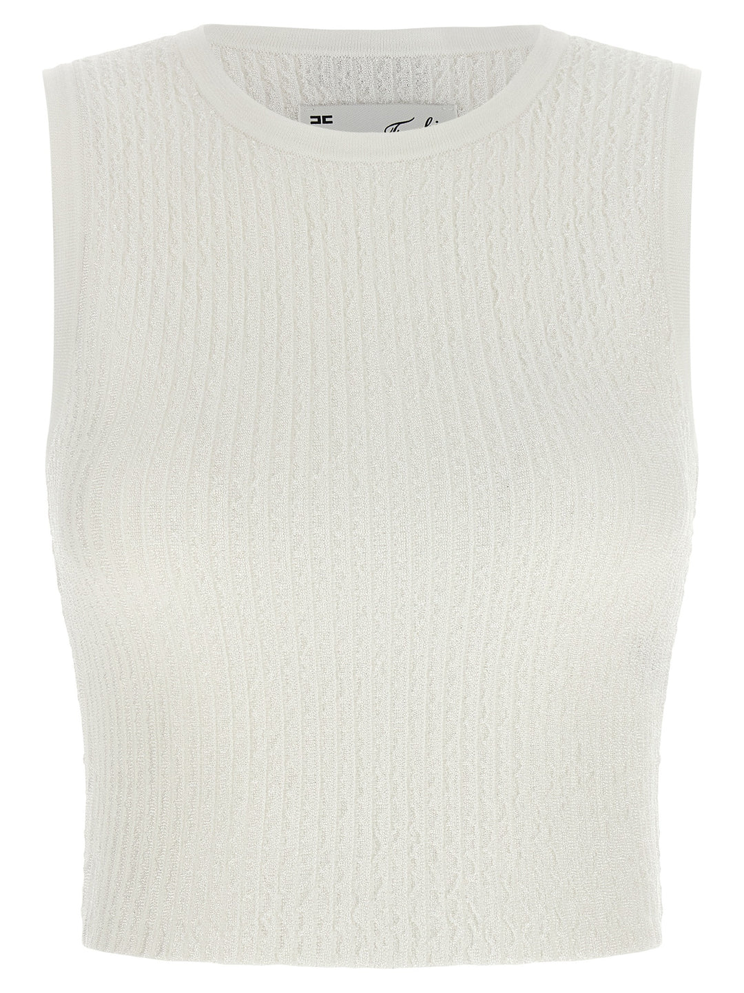 Elisabetta Franchi Ribbed Crop Top Tops - White | 23a4351db7f5a020c010c92966af7be7baf73101