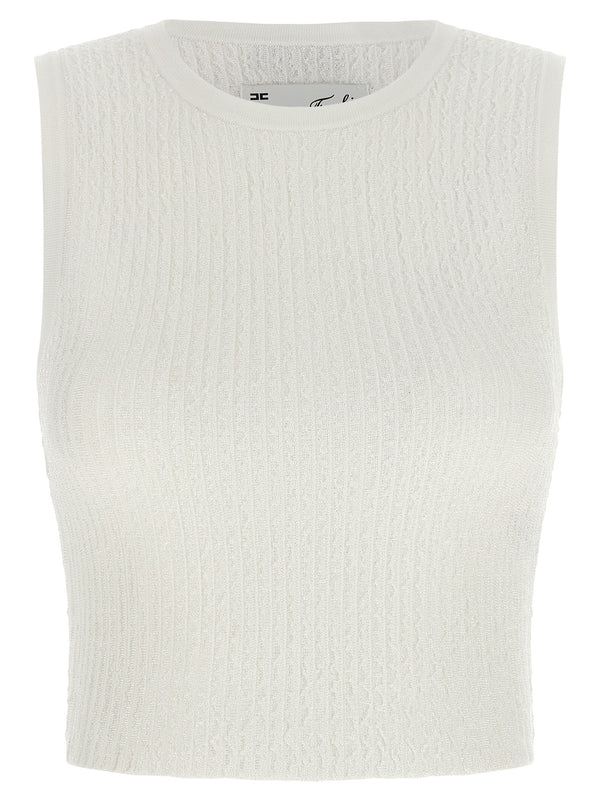 Ribbed Crop Top Tops White