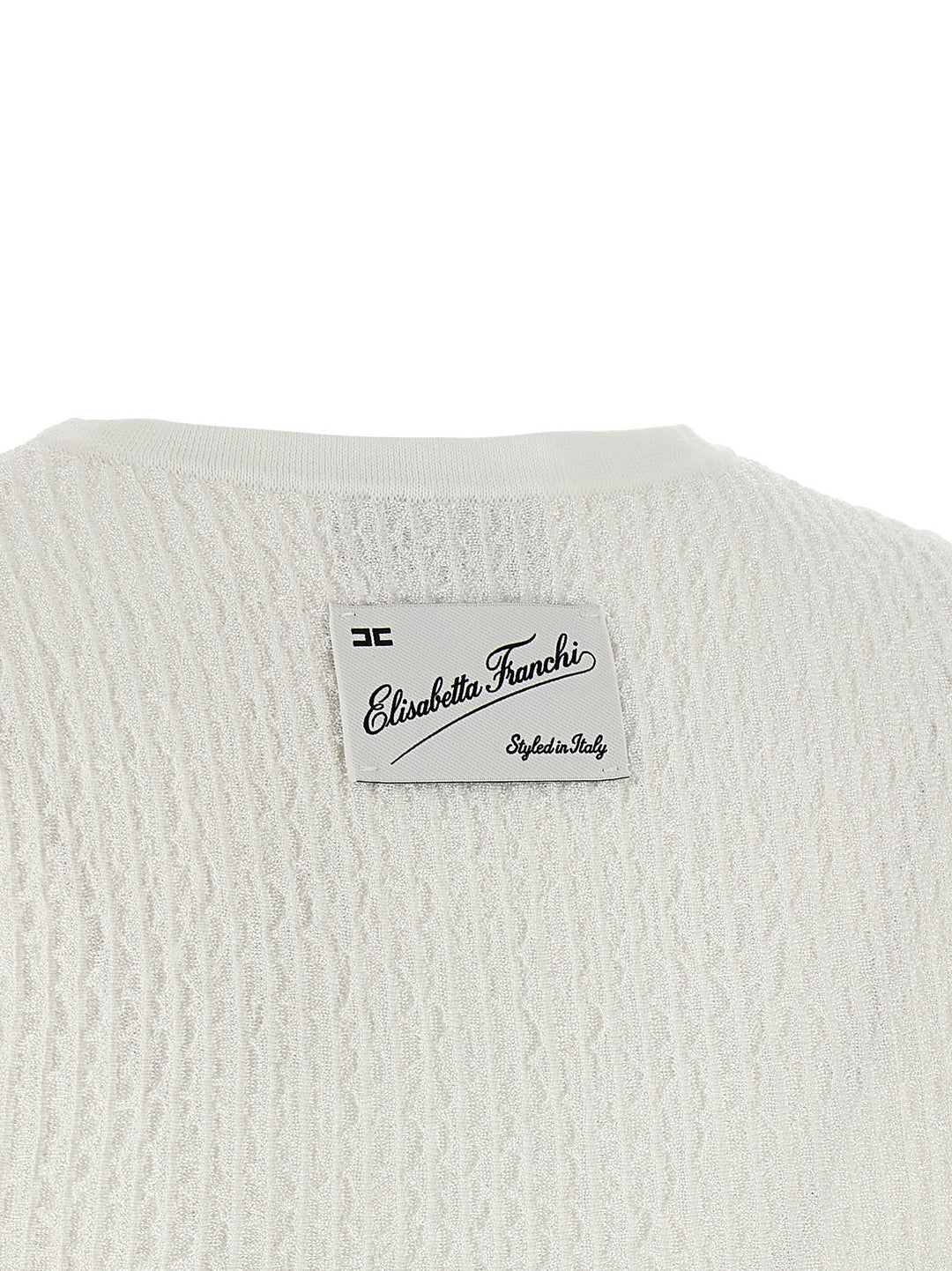 Elisabetta Franchi Ribbed Crop Top Tops - White | 868e8f875c0bb339ee5a894ff4bf41eb04bf174f