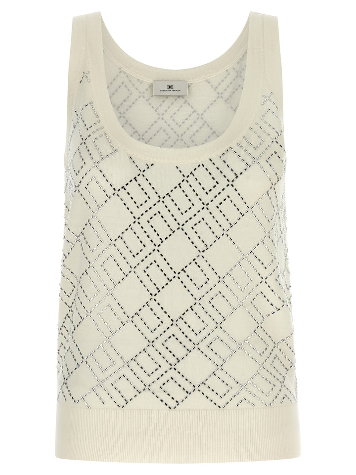 Elisabetta Franchi Crystal Top Tops - White | 5abb59f52aed09a72b2636d3589539090d57fb02