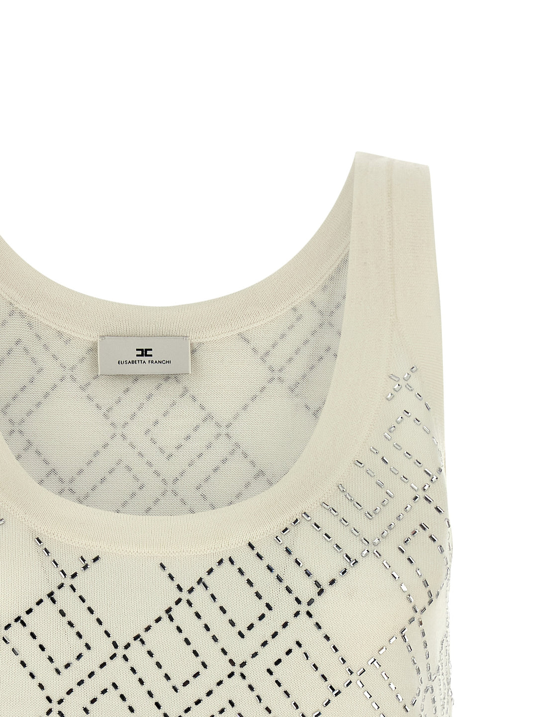 Elisabetta Franchi Crystal Top Tops - White | 403c68d0e627b9adab5826770626658429415523