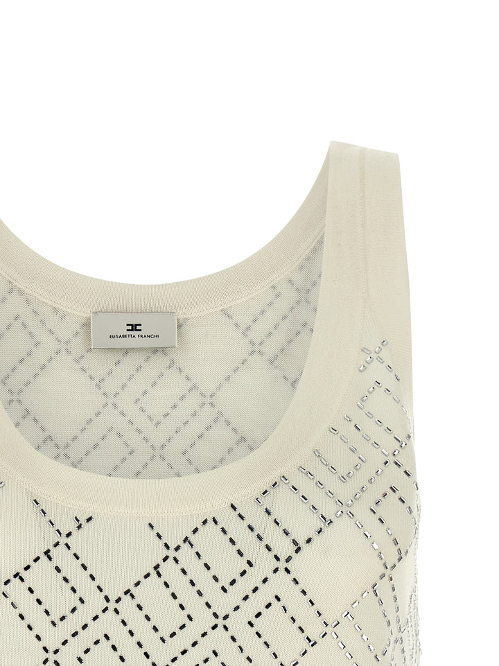 Elisabetta Franchi Crystal Top Tops - White | 403c68d0e627b9adab5826770626658429415523