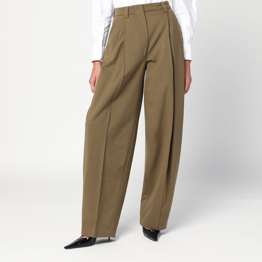 Taupe Wool Blend Trousers