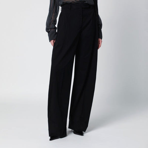 Black Cotton Palazzo Trousers