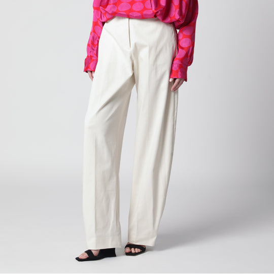 Cream Cotton Palazzo Trousers