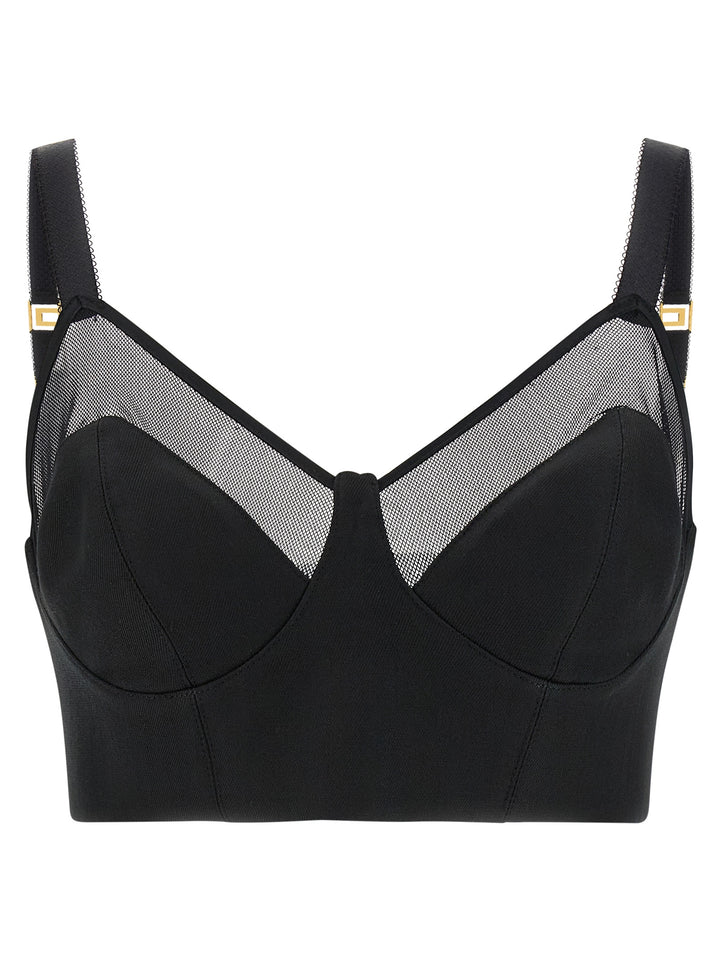 Elisabetta Franchi Cool Wool And Tulle Top Tops - Black | bdb1e561d66c0cf00201c3dadb081d24dfe28cb9