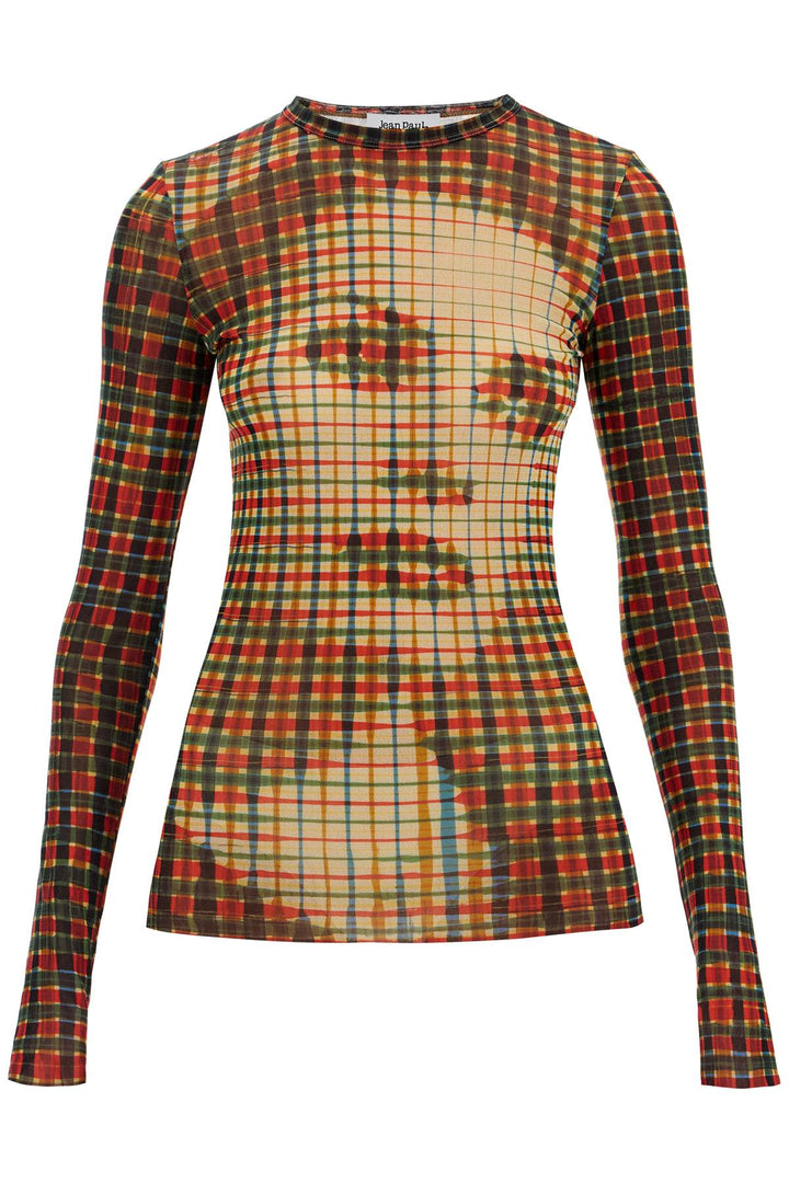 Top In Mesh 'Tartan Face'