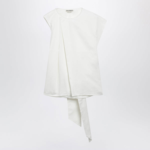 Ivory Cotton Top With Self-Tie Back Strap