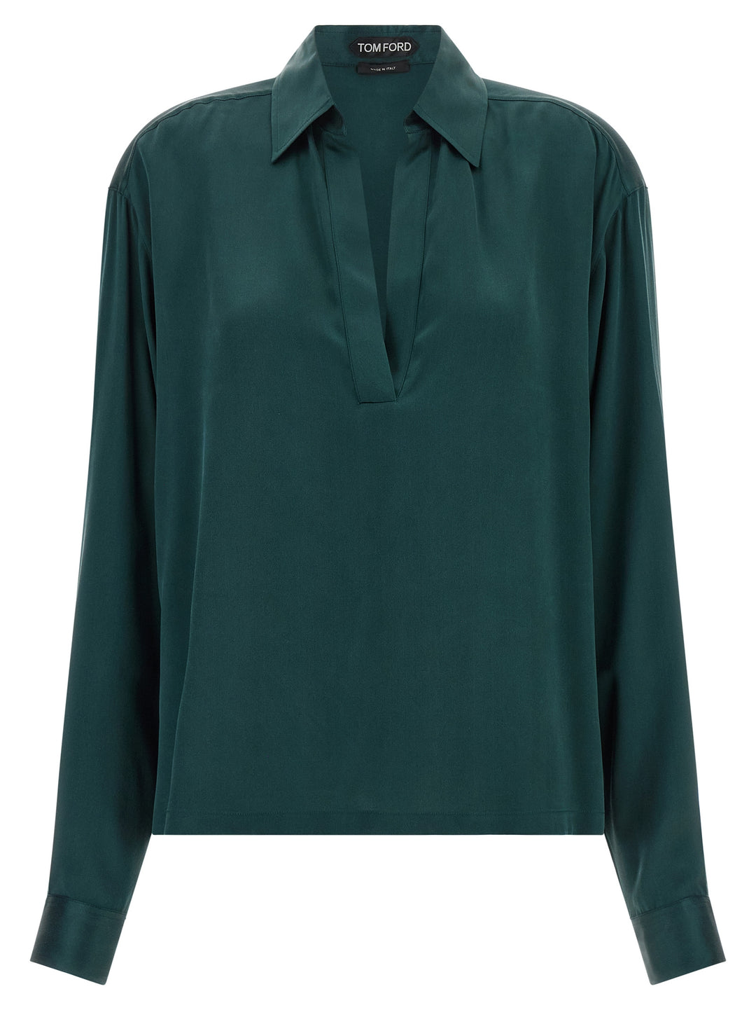 Tom Ford Satin Silk  Shirt Polo - Green | f9b929bb8389556b2d8c60be75ba7bd7fdfa0b3c