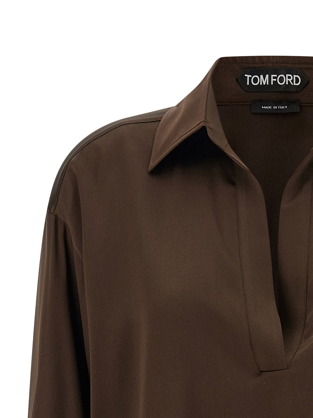 Tom Ford Silk  Shirt Polo - Brown | 6dd62e9d2443ad79c428792e3ef02c0fcddda5aa