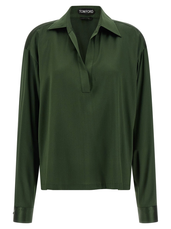 Tom Ford Silk  Shirt Polo - Green | 8798f71ccea181510c411d87214f5262b148454d