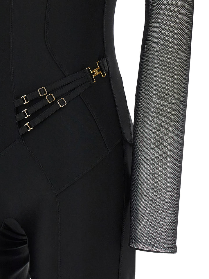 Elisabetta Franchi Jersey And Tulle Jumpsuit Jewelry - Black | cf54d707a99f6deeb2fd3713ba75eadf151afcb3
