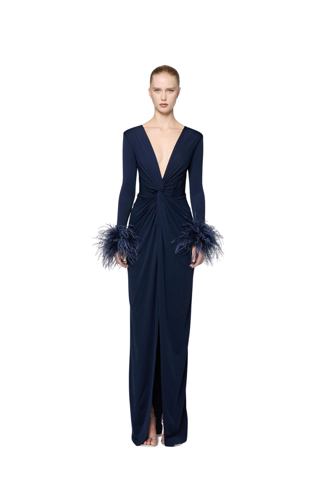The Archivia | Amber Ares Blue Dress with Feathers - Women Wanan Luxury The Archivia | Amber Ares Blue Dress with Feathers - Women Wanan Luxury