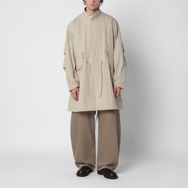 Beige Nylon Drawstring Parka