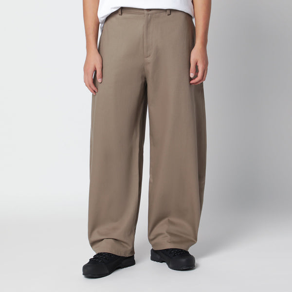 Taupe Loose-Fit Cotton Trousers