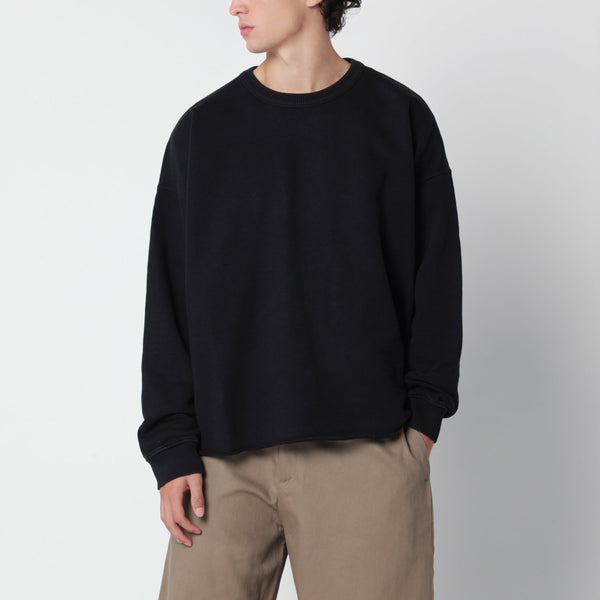 Black Cotton Crew-Neck Sweatshirt