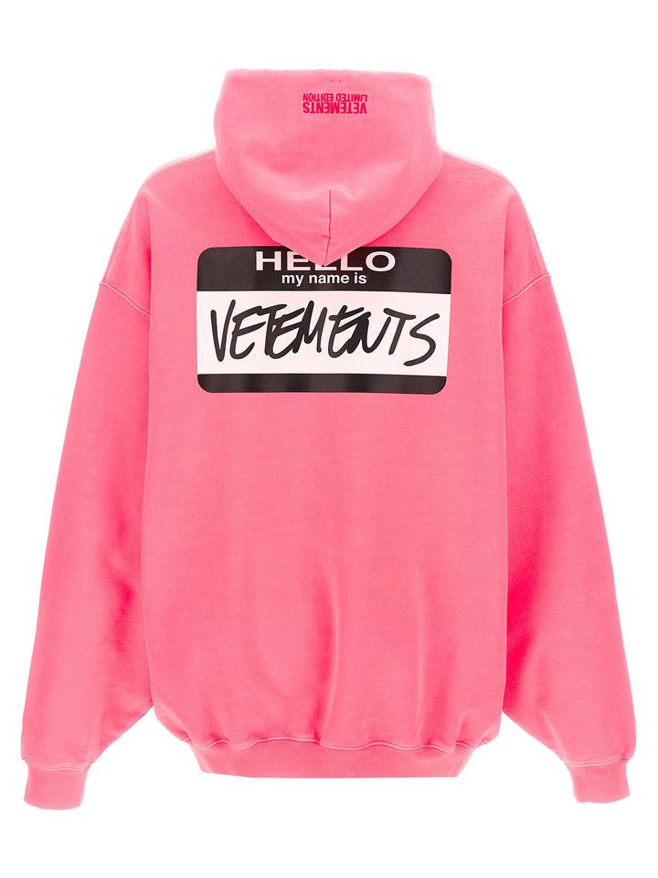 Hello My Name Is Vetements Sweatshirt Fuchsia