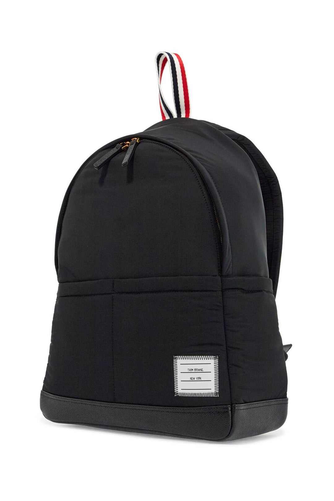 Black Multipocket Backpack In Polyester And Leather With Adjustable Straps