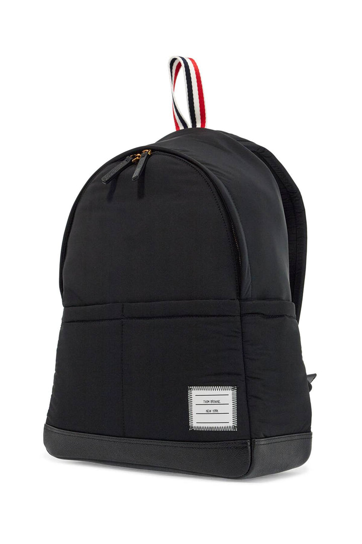 Black Multipocket Backpack In Polyester And Leather With Adjustable Straps