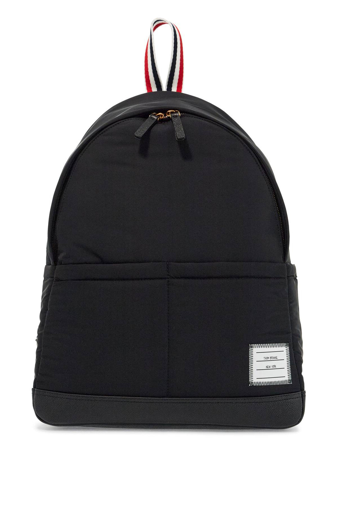 Black Multipocket Backpack In Polyester And Leather With Adjustable Straps