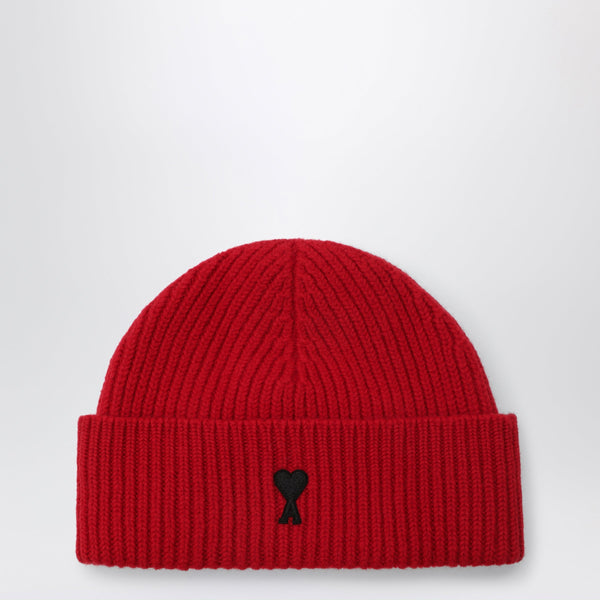 Ami De Coeur Beanie In Ruby Red Wool Blend