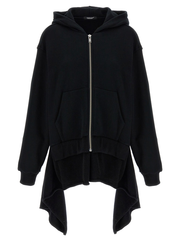 Two-Material Hoodie Sweatshirt Black