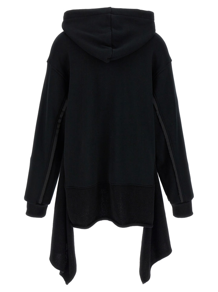 Two-Material Hoodie Sweatshirt Black