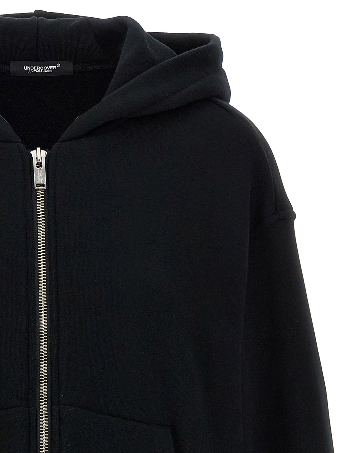 Two-Material Hoodie Sweatshirt Black