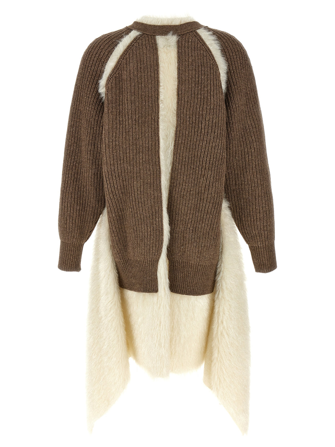 Two-Material Cardigan Sweater, Cardigans Brown