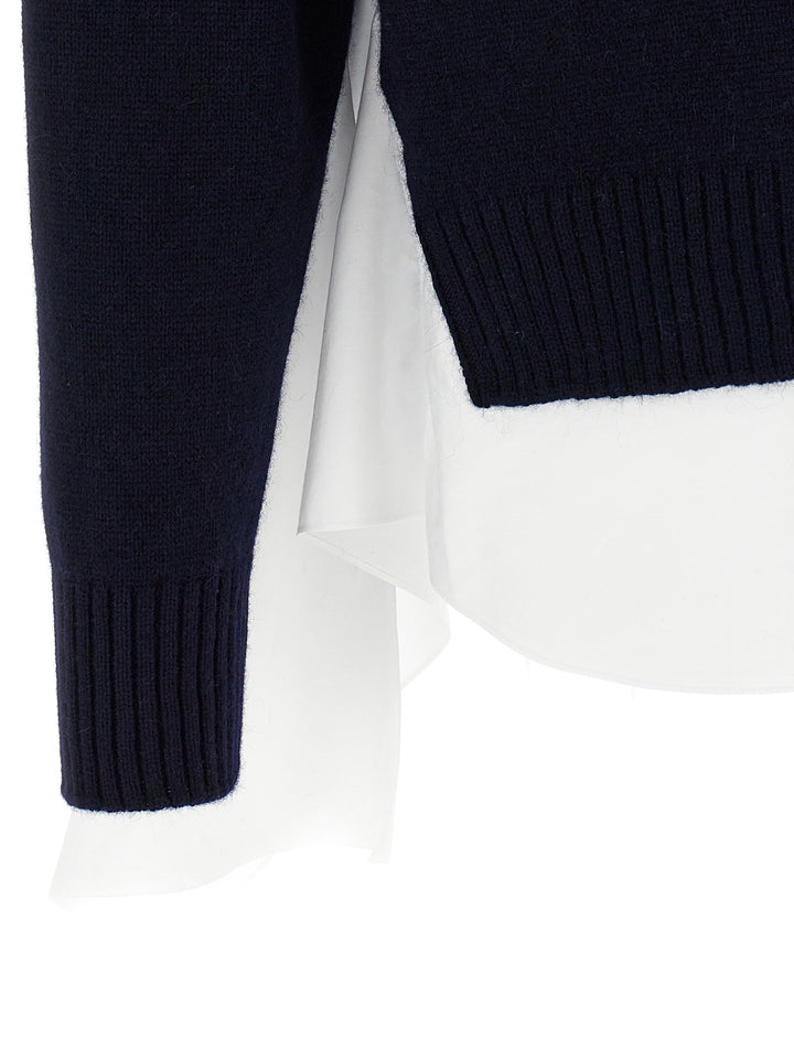 Two-Material Sweater Sweater, Cardigans Blue