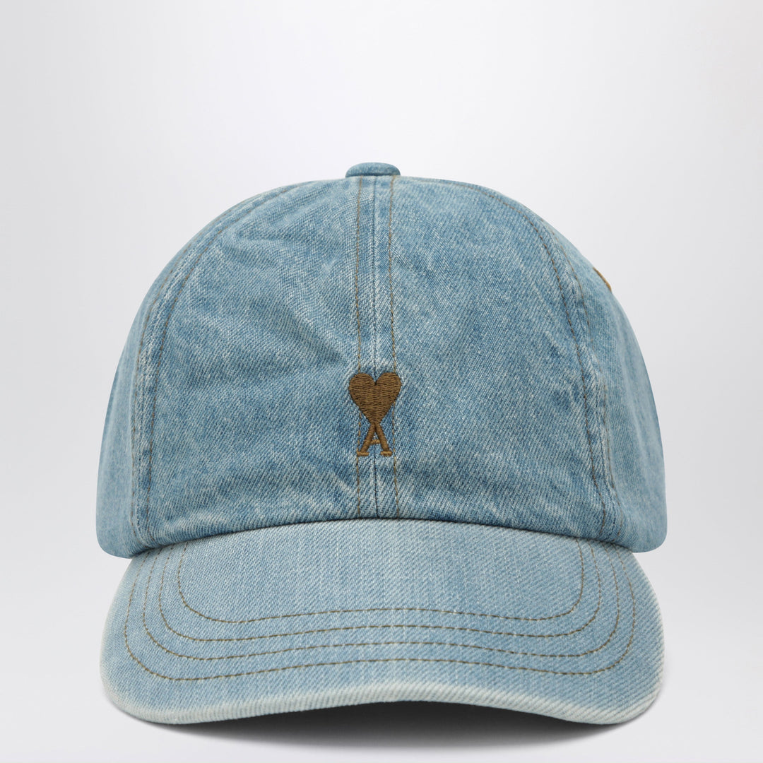 Ami Paris Ami De Cœur Blue Cotton Denim Cap