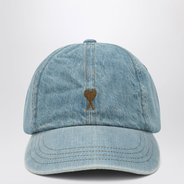 Ami Paris Ami De Cœur Blue Cotton Denim Cap