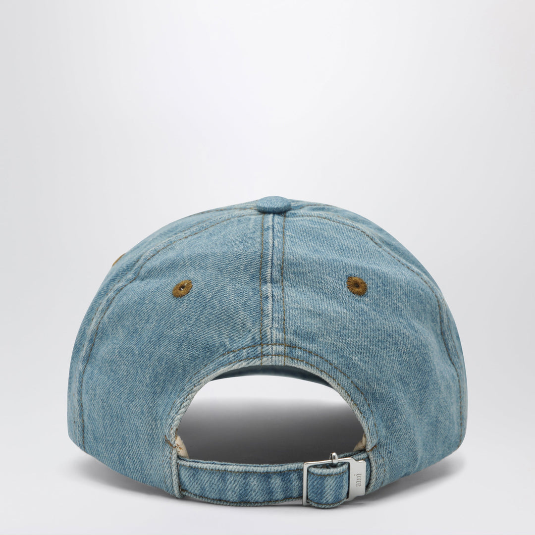 Ami Paris Ami De Cœur Blue Cotton Denim Cap