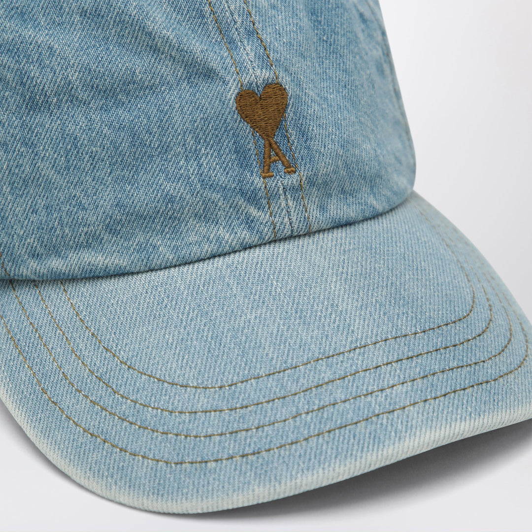 Ami Paris Ami De Cœur Blue Cotton Denim Cap