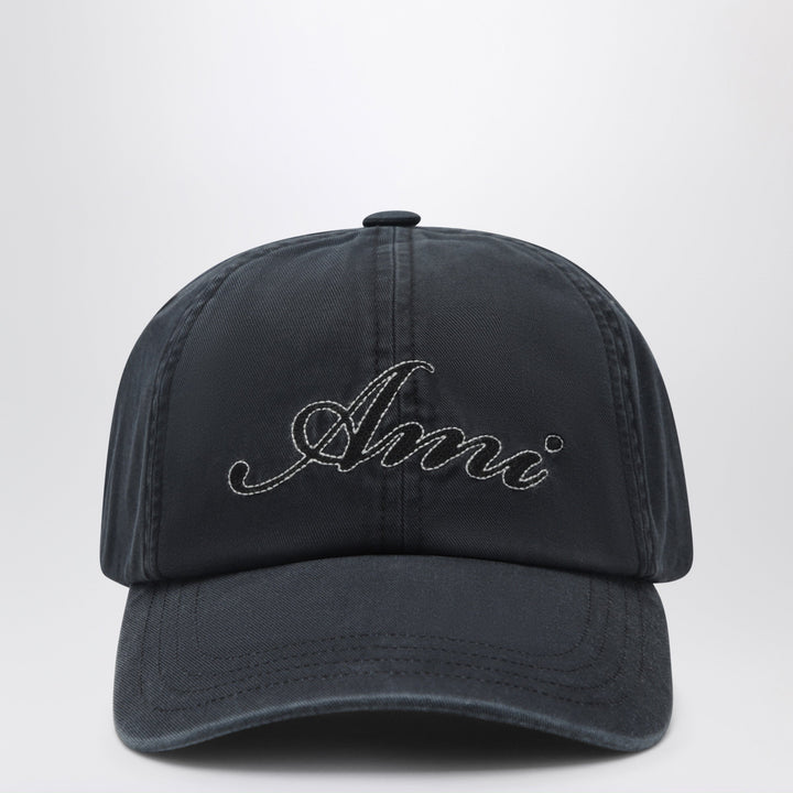 Ami Paris Faded Black Cotton Cap