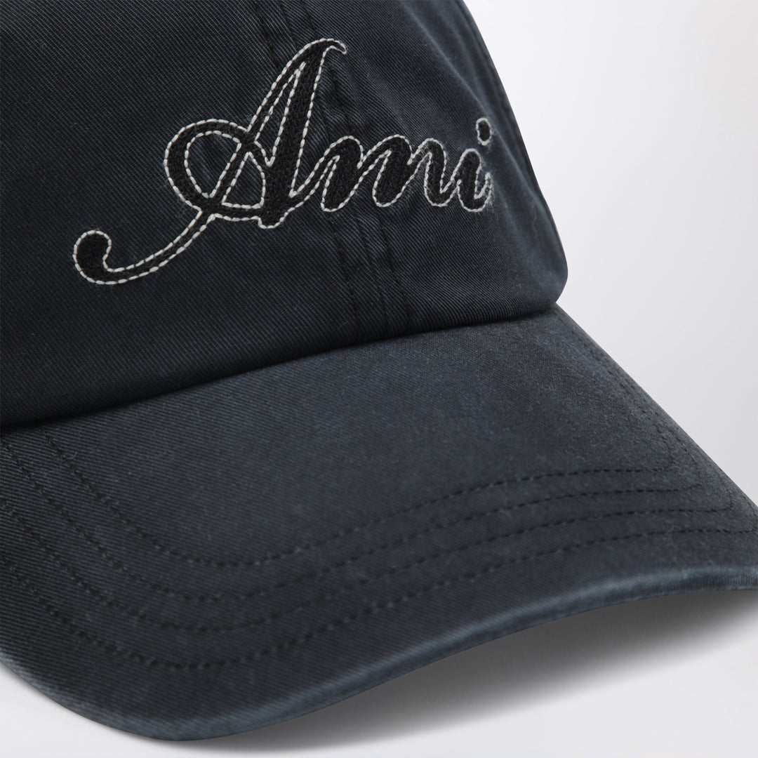 Ami Paris Faded Black Cotton Cap