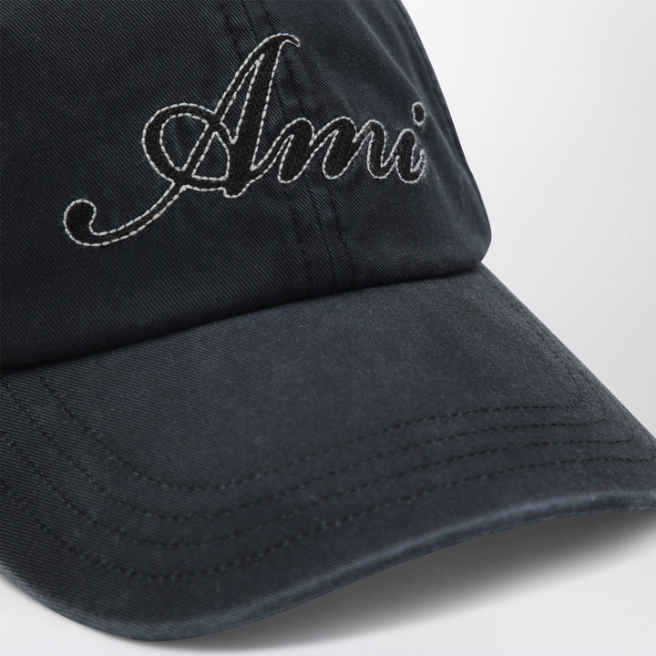 Ami Paris Faded Black Cotton Cap