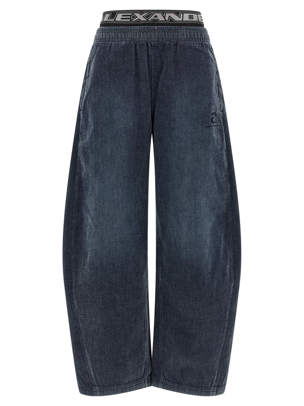 Denim With Elastic Waistband Pants Black