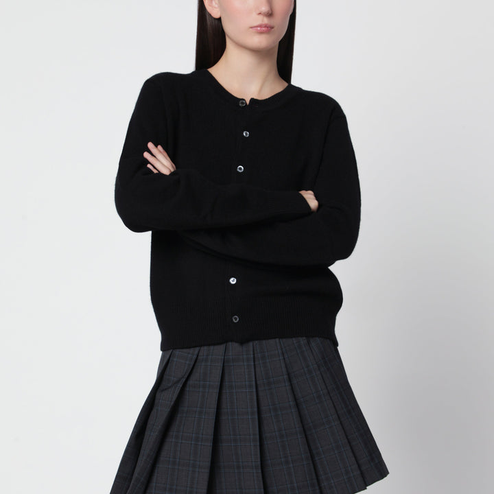Dunst Black Crew-Neck Cardigan In Wool Blend