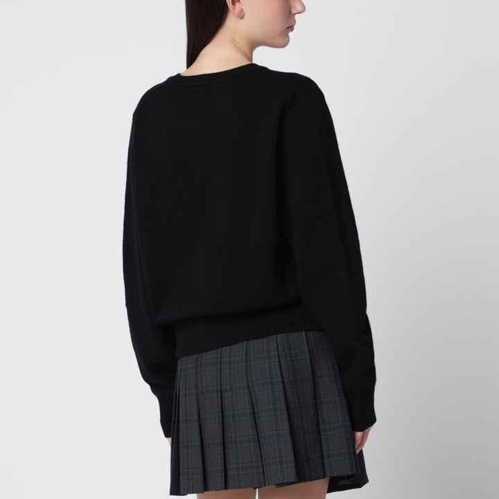 Dunst Black Crew-Neck Cardigan In Wool Blend