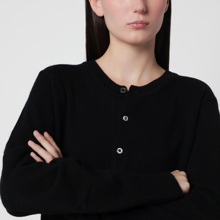 Dunst Black Crew-Neck Cardigan In Wool Blend