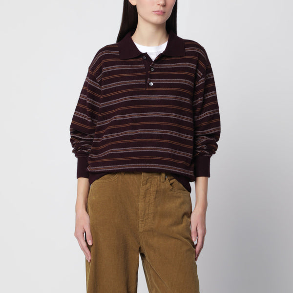 Brown Striped Sweater With Collar