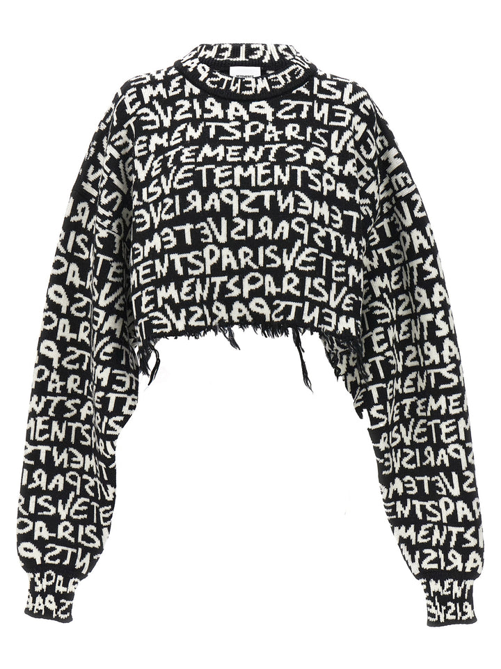 Graffiti Monogram Sweater, Cardigans White/Black