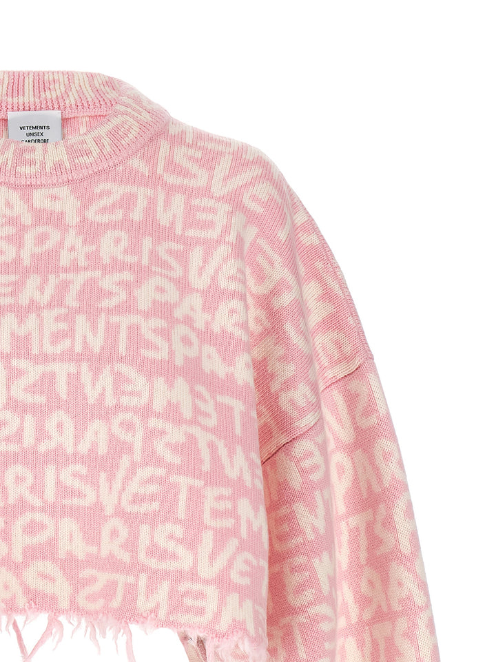 Graffiti Monogram Sweater, Cardigans Pink