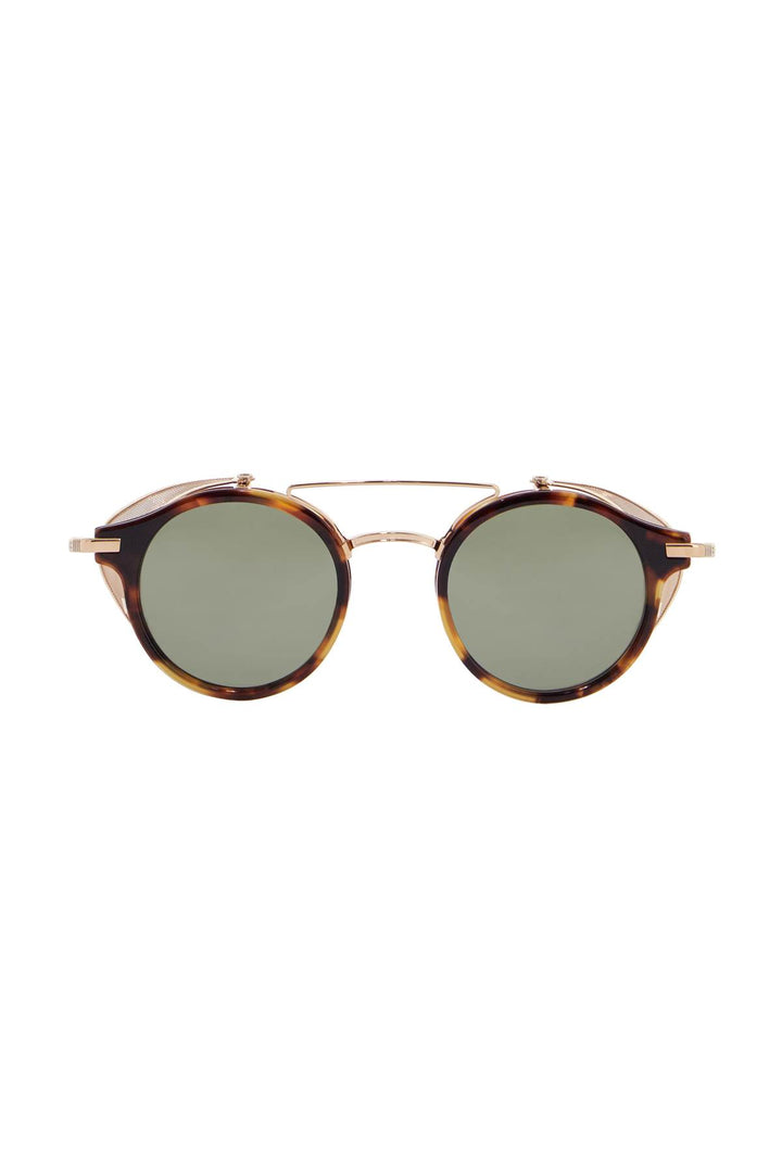 Round Sunglasses Titanium Acetate Tortoiseshell Green Lenses