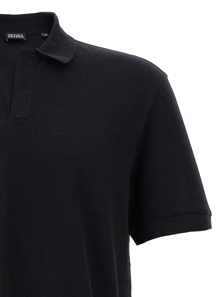 Zegna Cashmere  Shirt Polo - Black | 23a8c4d835de7158acec9f3804679992bdbbc4b3