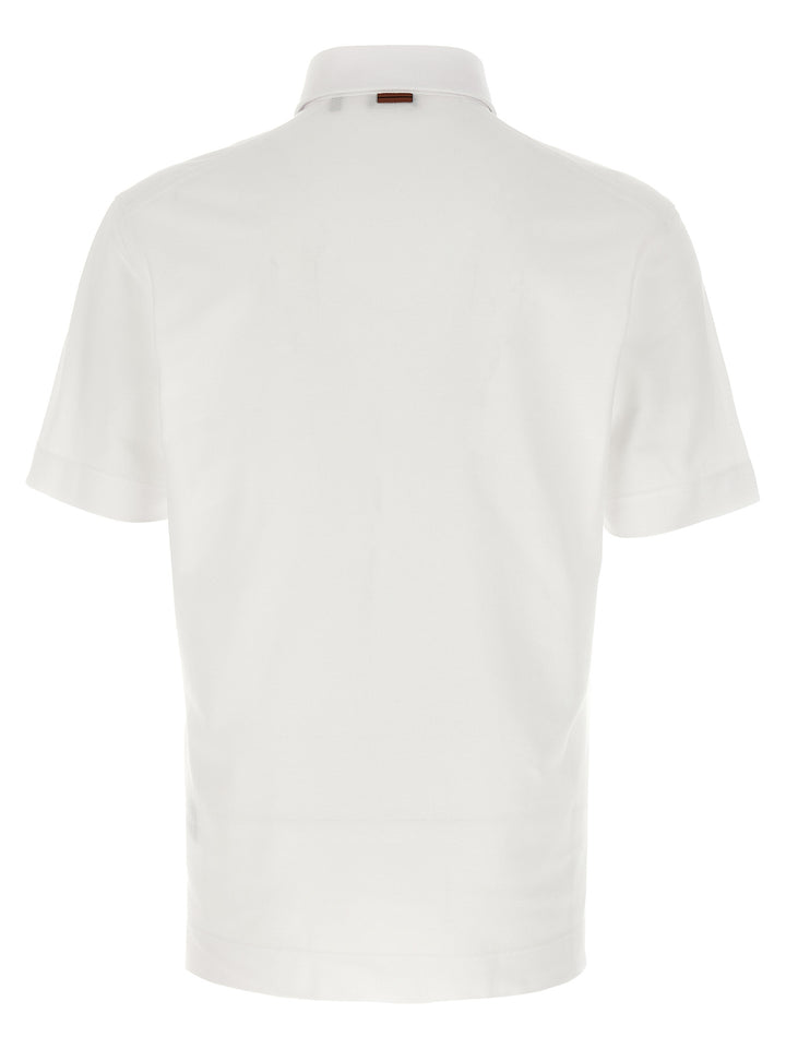 Zegna Piqué  Shirt Polo - White | 6aa536bc1b1abad91f088056191994ea1b0e5d26