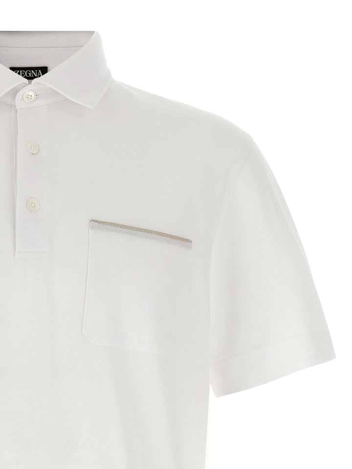 Zegna Piqué  Shirt Polo - White | b3441bbabf87869ffd326c925b12b80194913a95